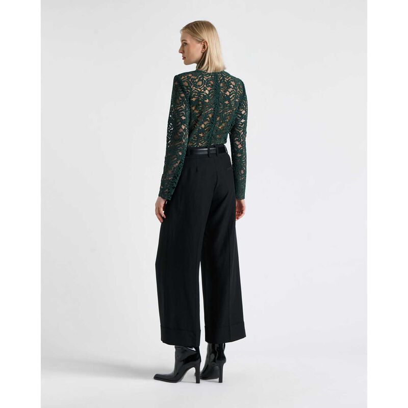 Cue European Flocked Lace Long Sleeve Top image number 1